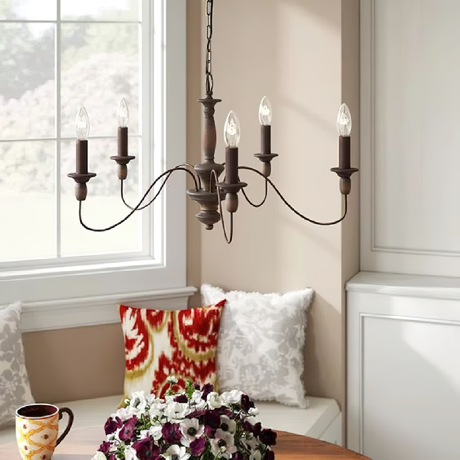 Cutheus Vintage Industrial Wooden Metal Chandelier - Lamp Copper