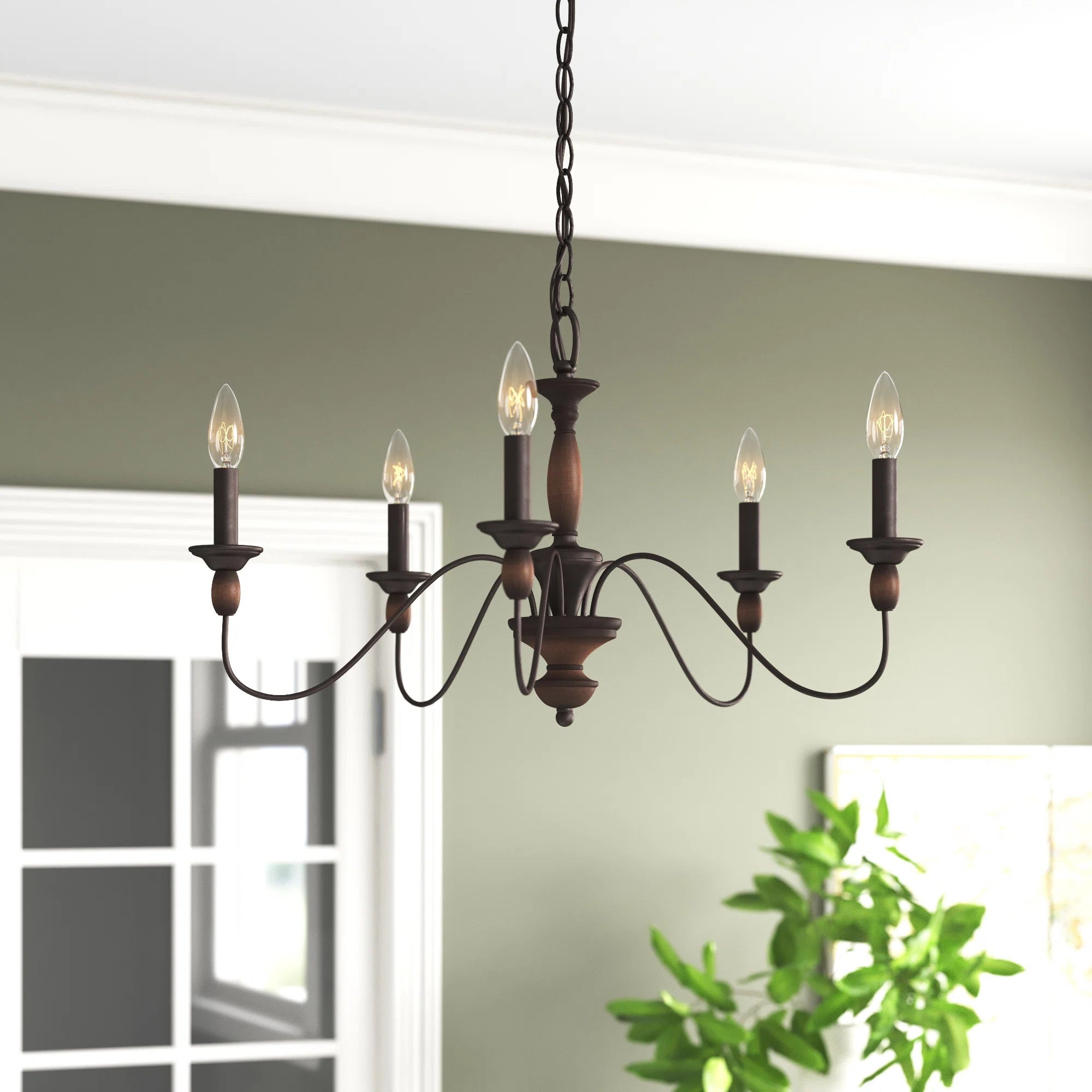Cutheus Vintage Industrial Wooden Metal Chandelier - Lamp Copper