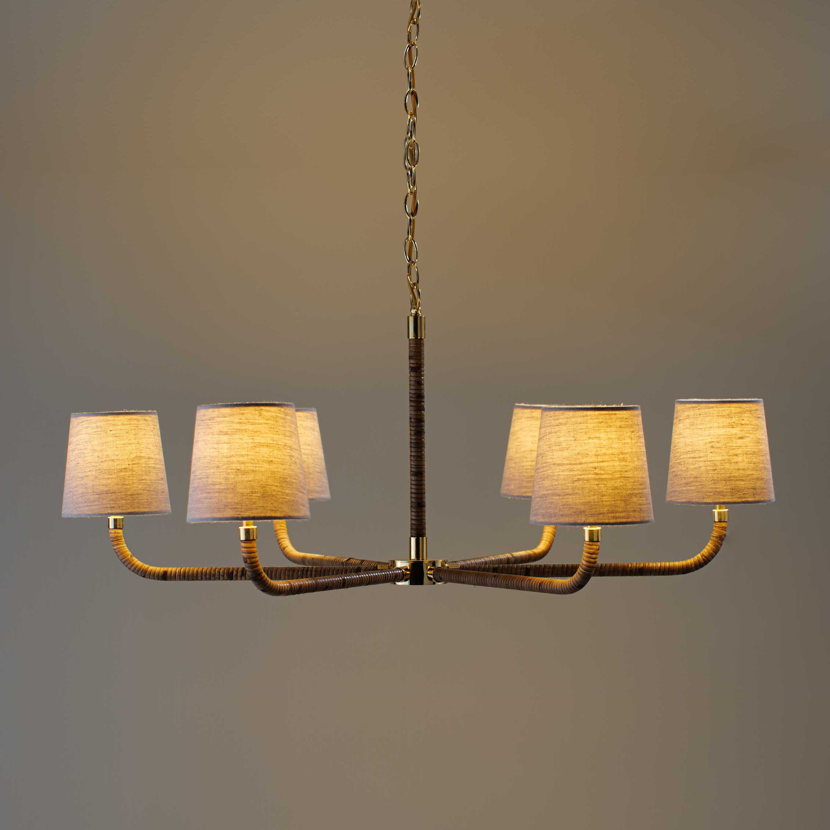 Holden Avdoria Lustre en Tissu et Canne Doré Industriel Vintage - Neutralighting