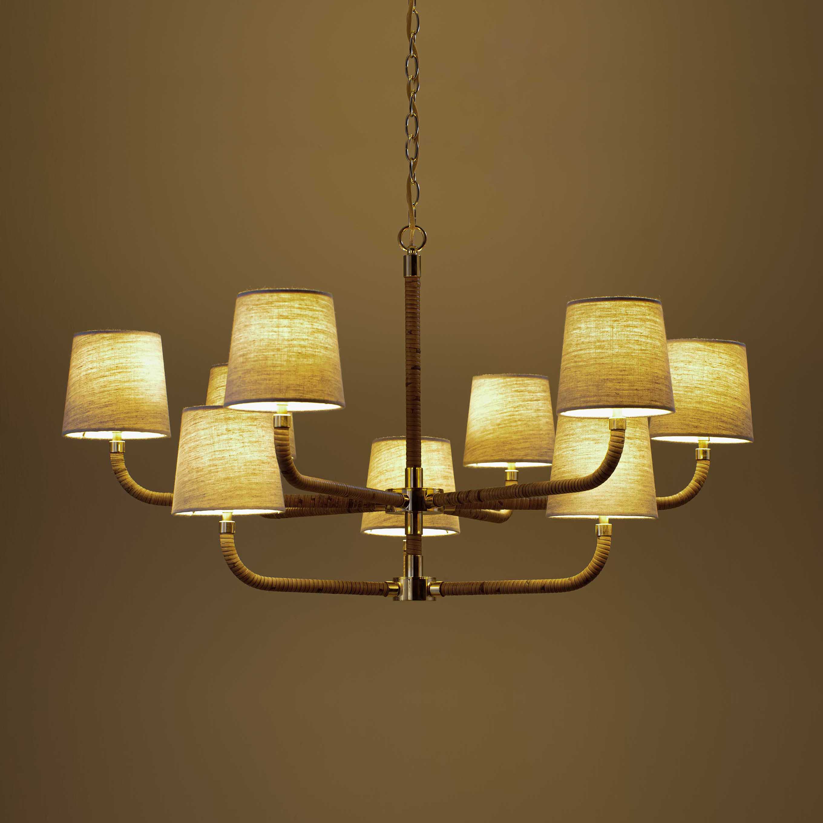 Holden Avdoria Lustre en Tissu et Canne Doré Industriel Vintage - Neutralighting
