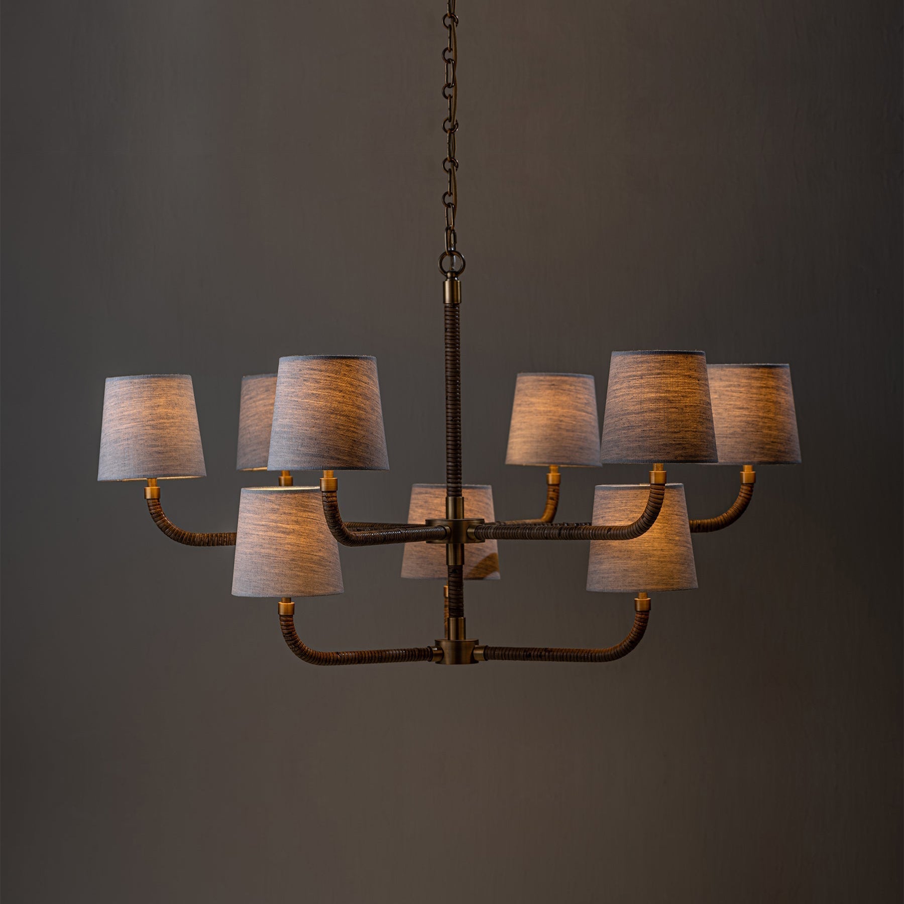 Holden Avdoria Lustre en Tissu et Canne Doré Industriel Vintage - Neutralighting