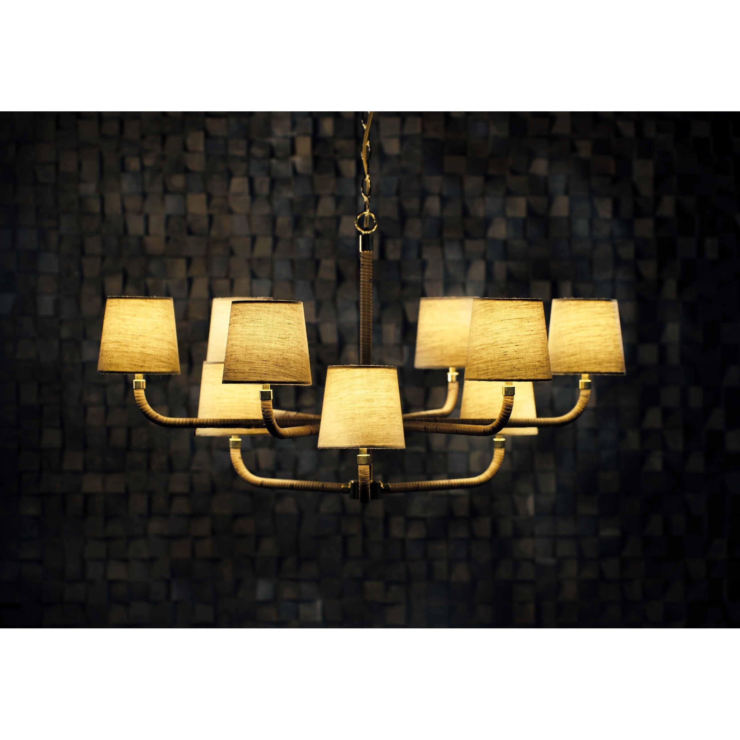 Holden Avdoria Lustre en Tissu et Canne Doré Industriel Vintage - Neutralighting