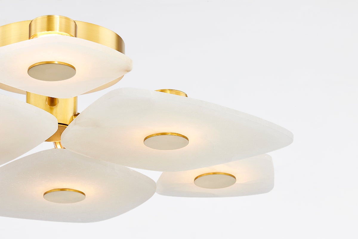 Cothaiel Individual Creativity Metal Alabaster Ceiling Lamp - Lamp Copper