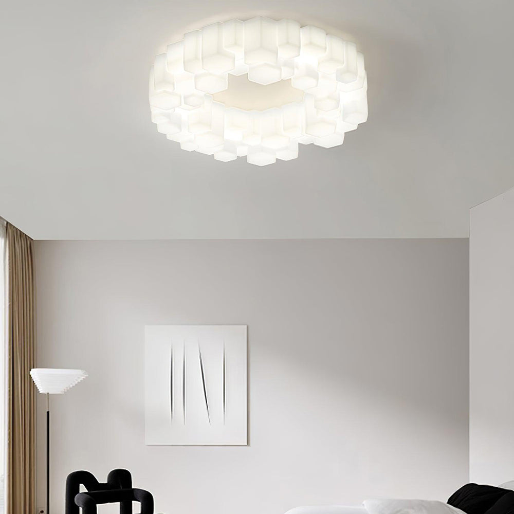 Arisha Plafonnier Nid Moderne, Metal/PE, Blanc, Chambre