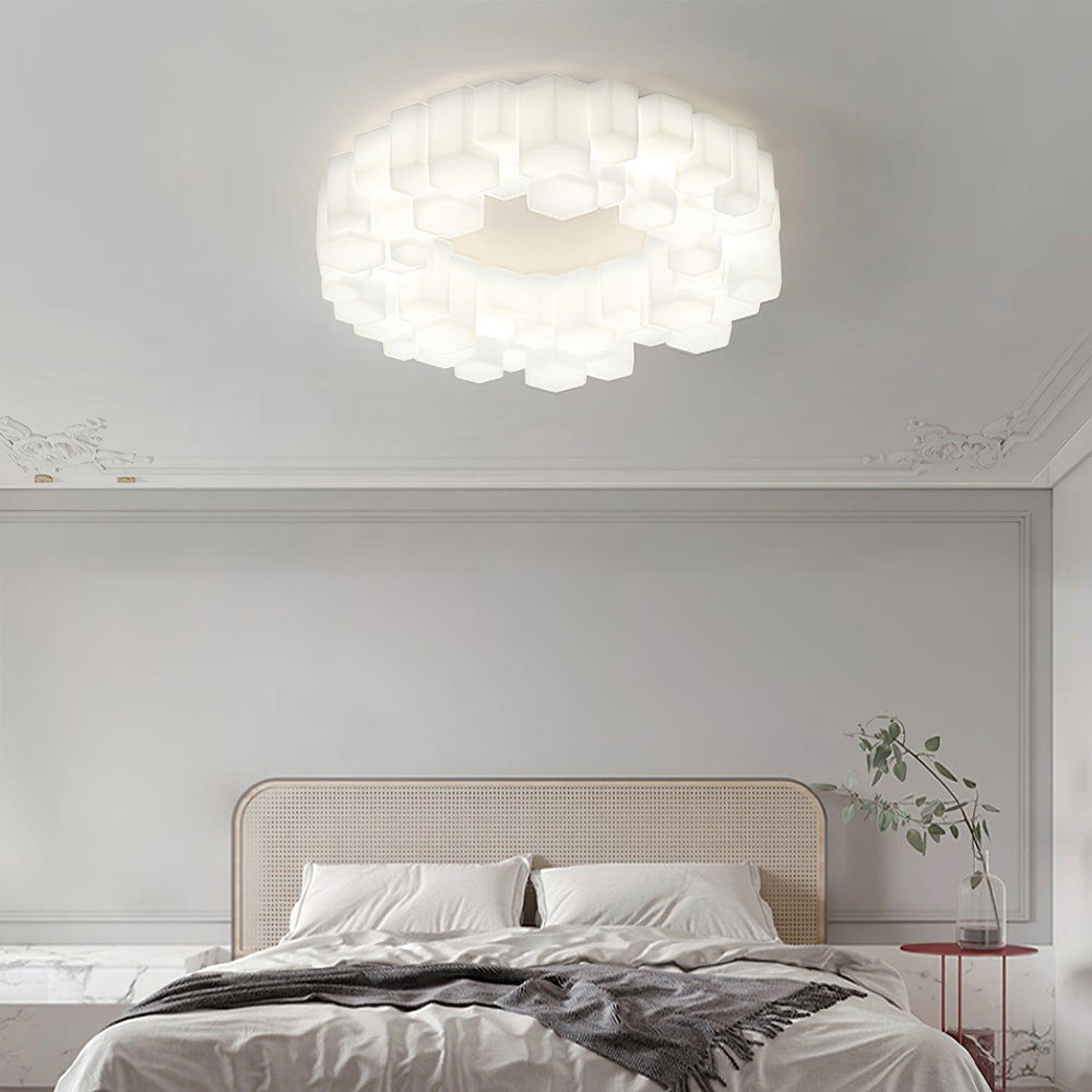 Arisha Plafonnier Nid Moderne, Metal/PE, Blanc, Chambre