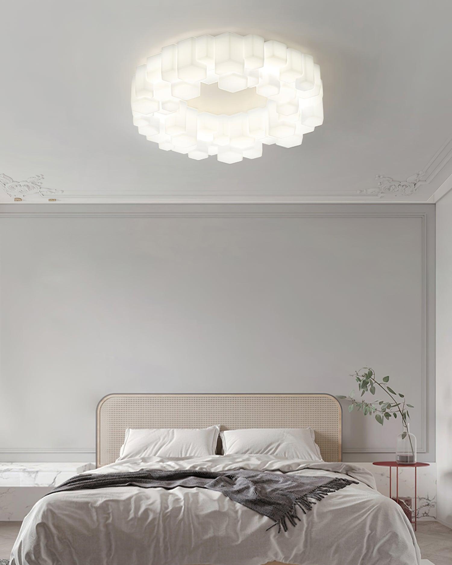 Arisha Plafonnier Nid Moderne, Metal/PE, Blanc, Chambre