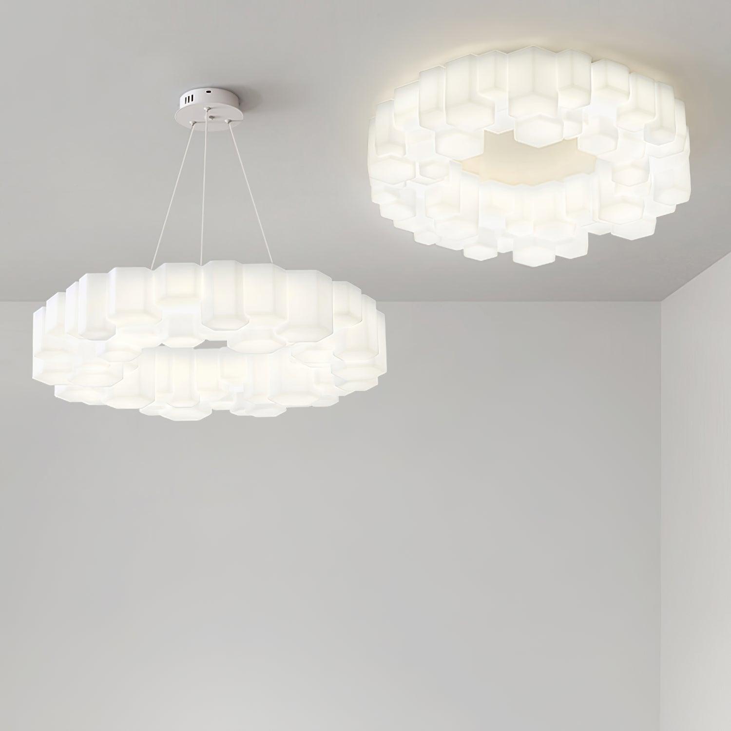 Arisha Plafonnier Nid Moderne, Metal/PE, Blanc, Chambre