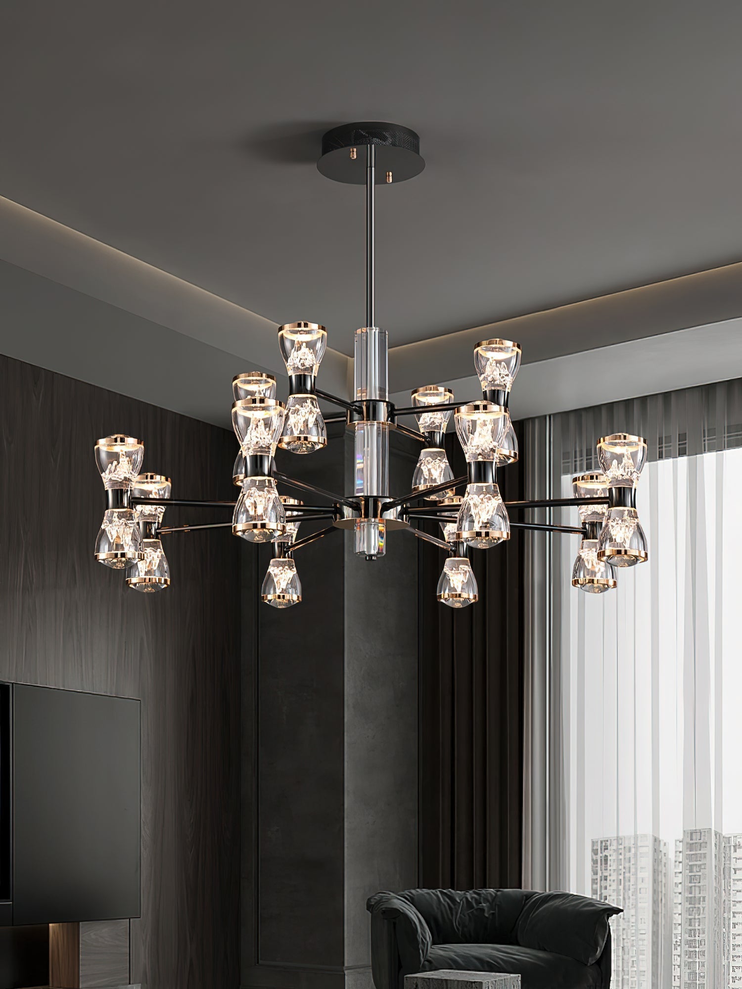 Orvelion Lustre de Luxe Postmoderne en Acrylique et Métal LED en Forme de Nid d'Abeille - Neutralighting