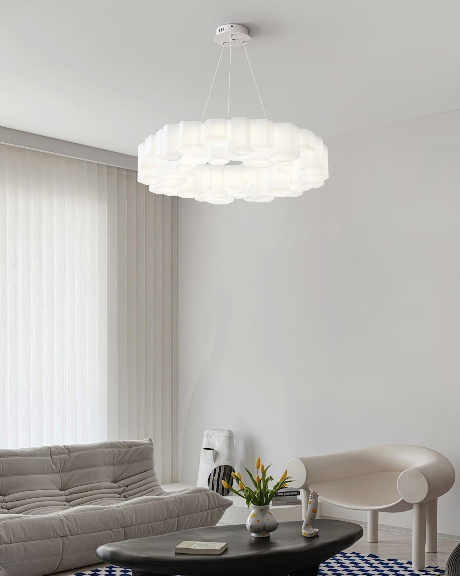 Lustra Chandelier Rayon de Miel Polycarbonate Blanc Brillant - Neutralighting