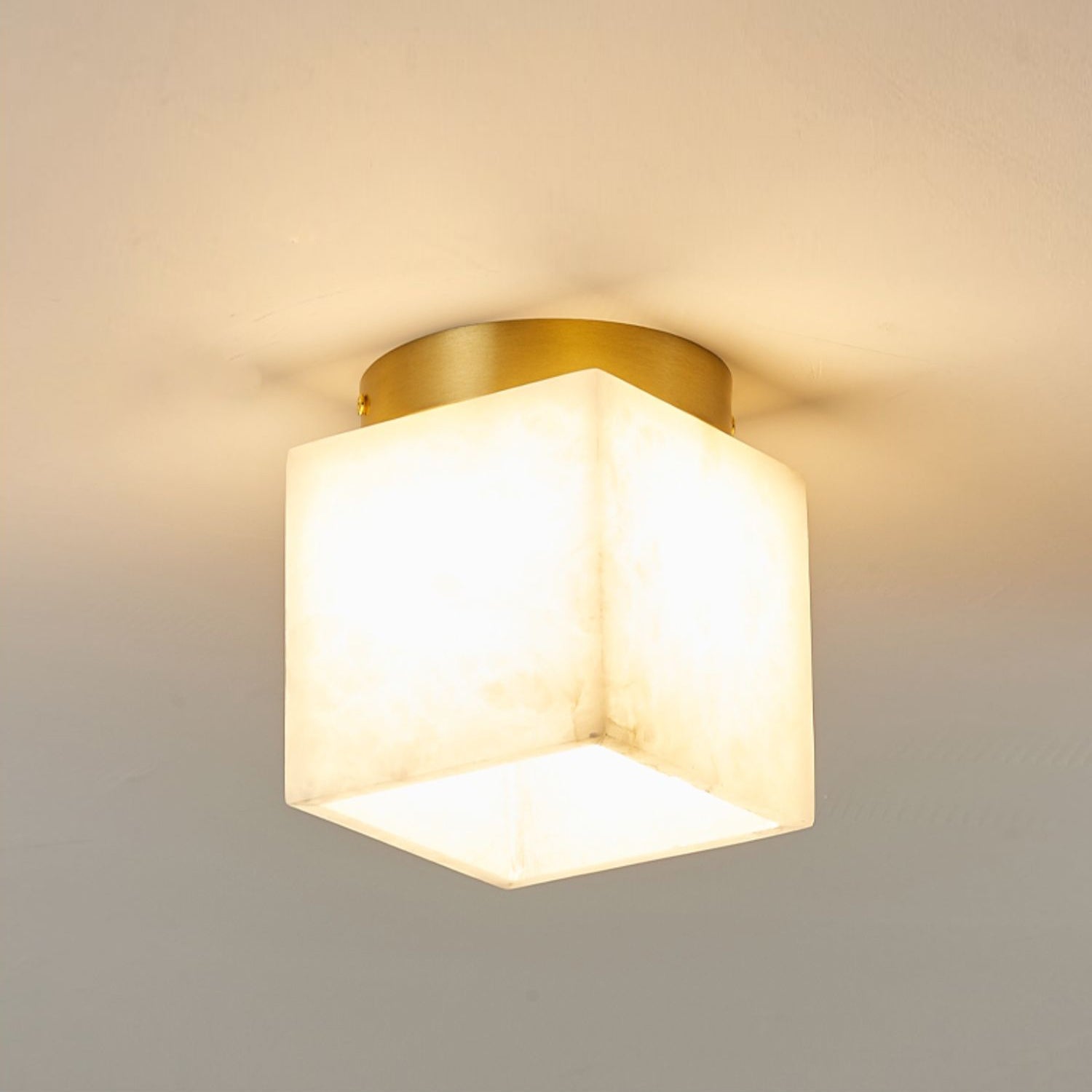 Usilia Modern Minimalist Brass Alabaster Ceiling Light - Lamp Copper