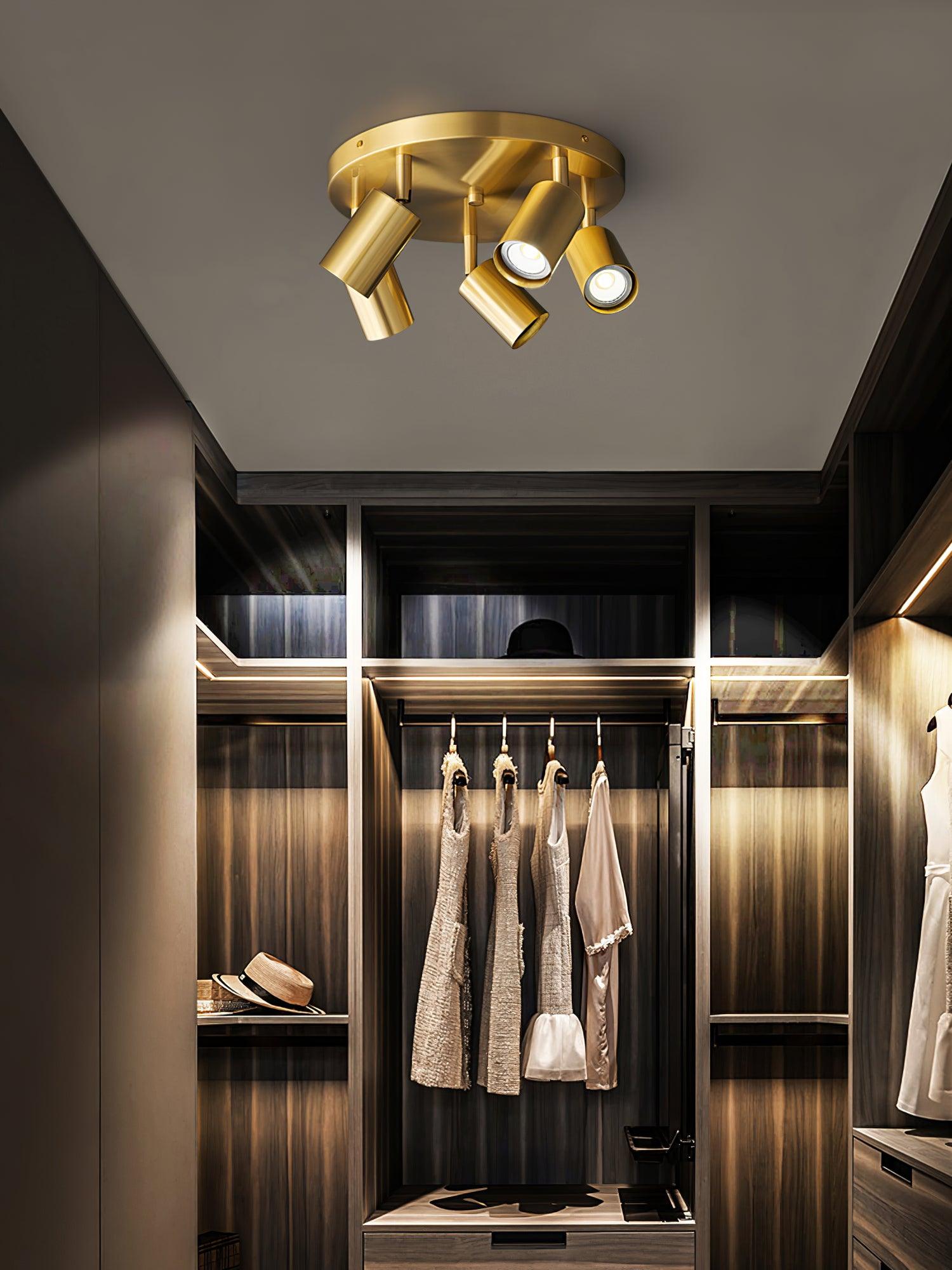 Solara Ceiling Lamp Brass Cylinder Adjustable Contemporary - Neutralighting