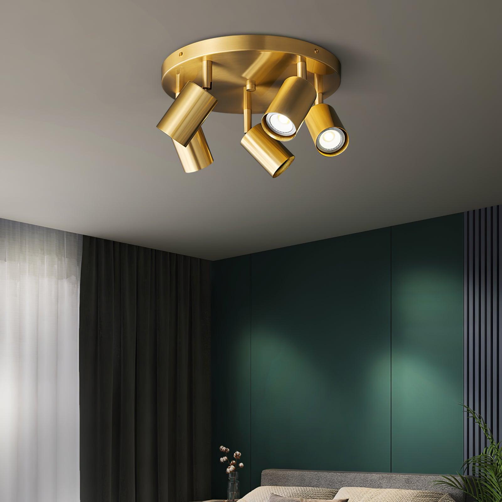 Solara Ceiling Lamp Brass Cylinder Adjustable Contemporary - Neutralighting
