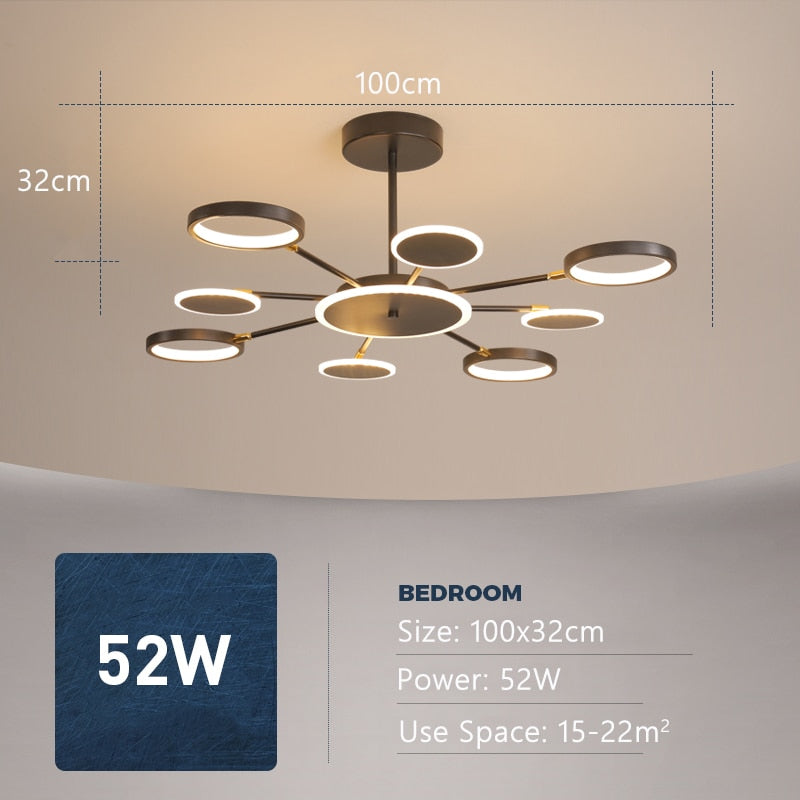 Moderne Suspension Multi Contemporaine, Metal/Acrylique, Noir Mat, Salon - Neutralighting