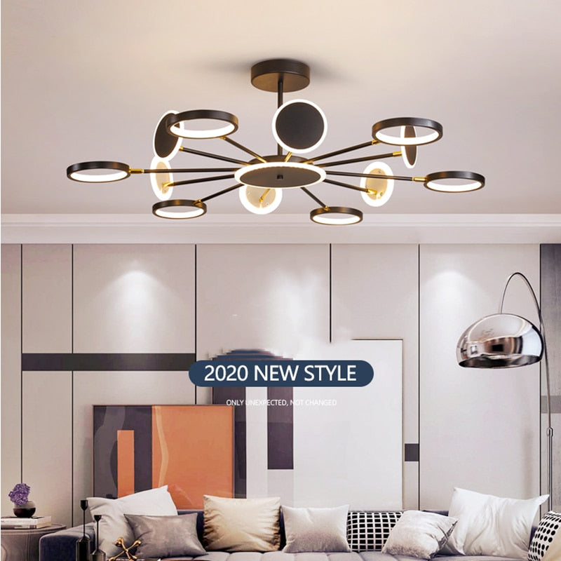 Moderne Suspension Multi Contemporaine, Metal/Acrylique, Noir Mat, Salon - Neutralighting