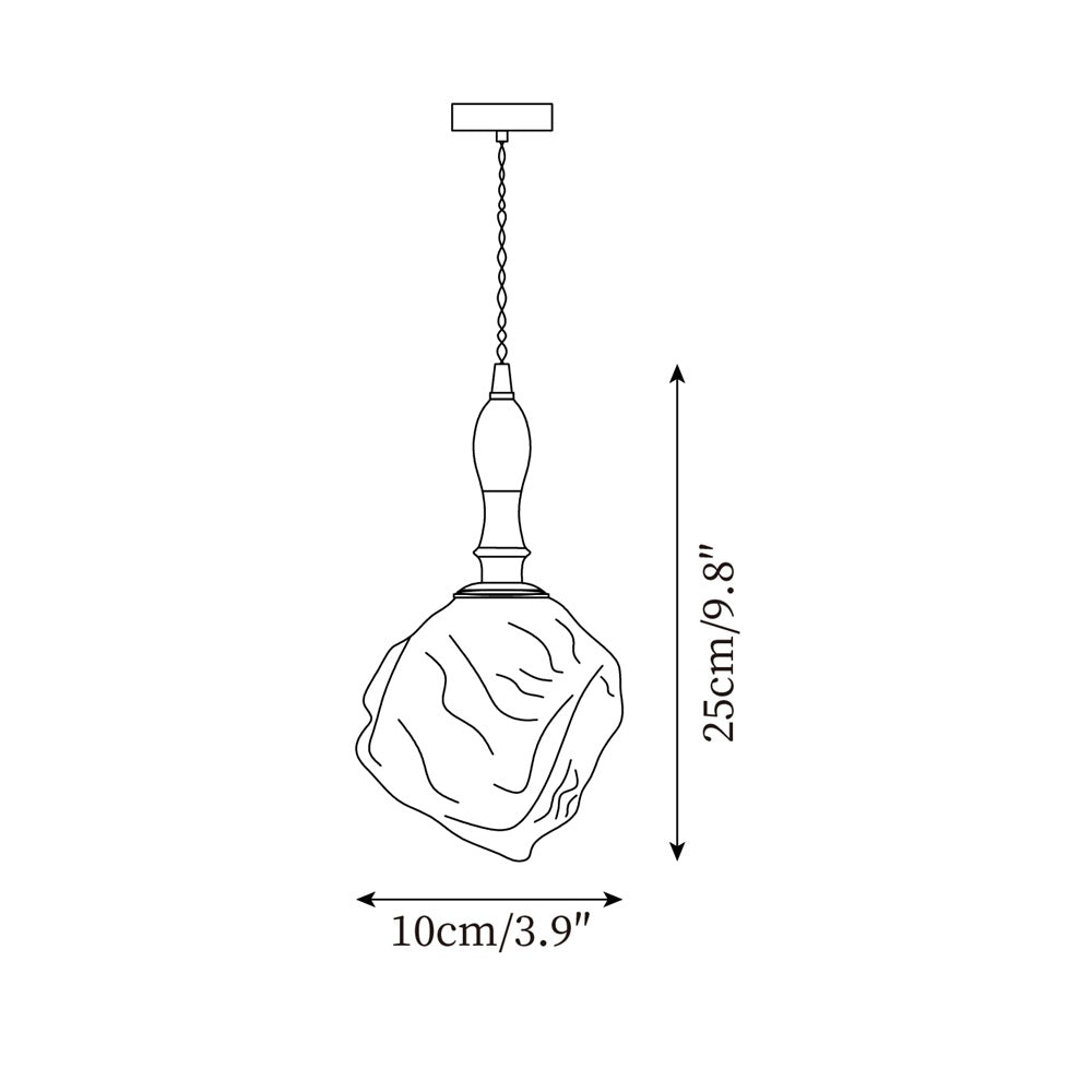 Pendant Lamp Walnut Wood Glass Cube Shade Sculptural Chic - Letslighting