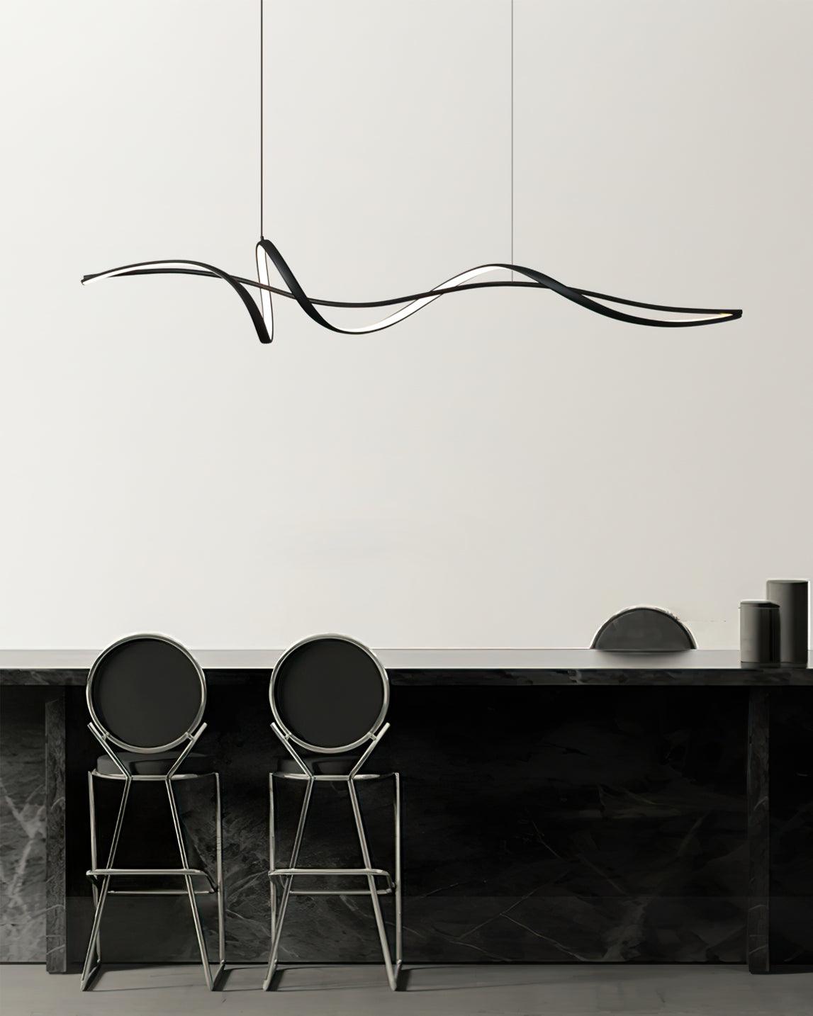 Aveline Suspension moderne LED Wave noire - Neutralighting