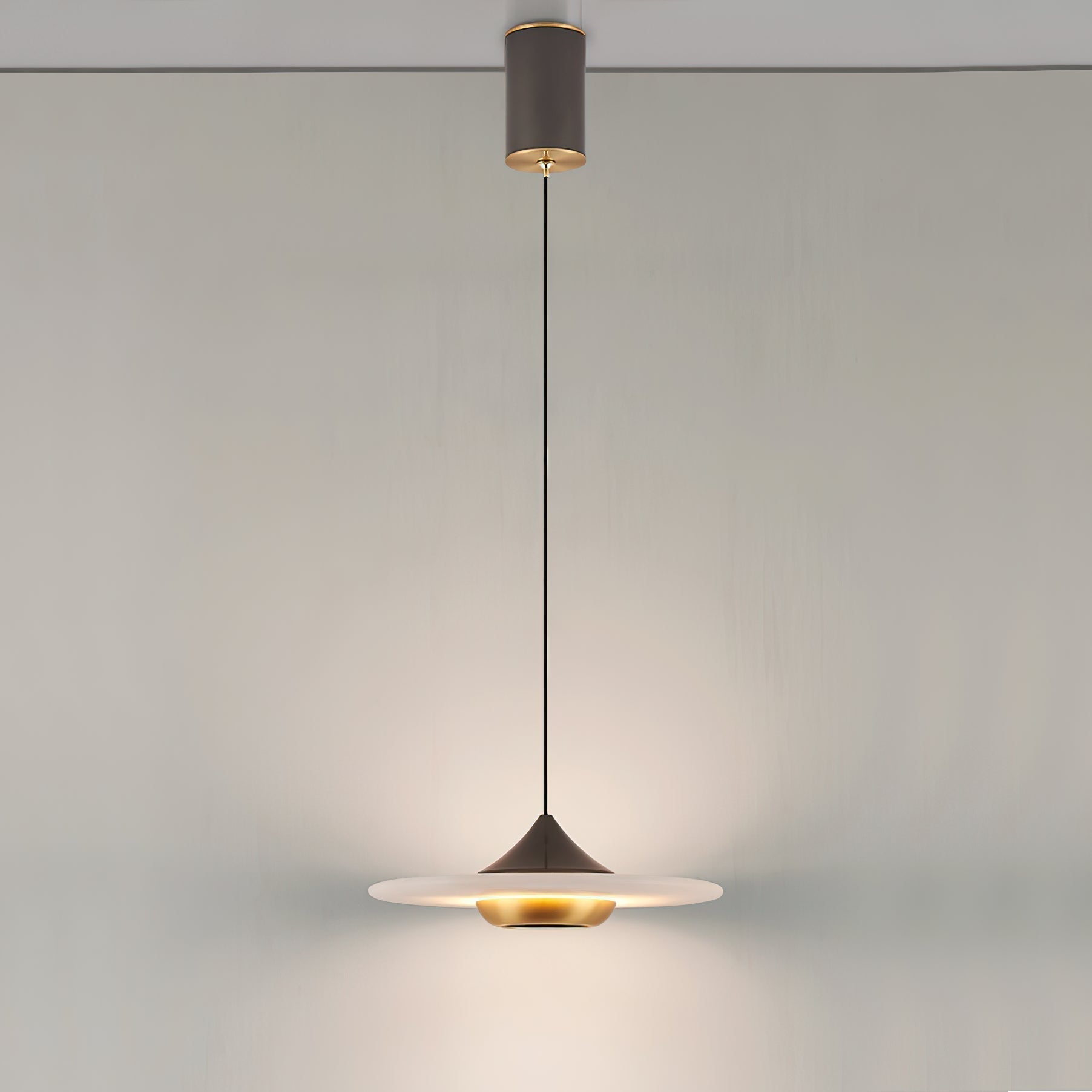 Cimirora Modern Minimalist LED Alabaster Pendant Light - Lamp Copper