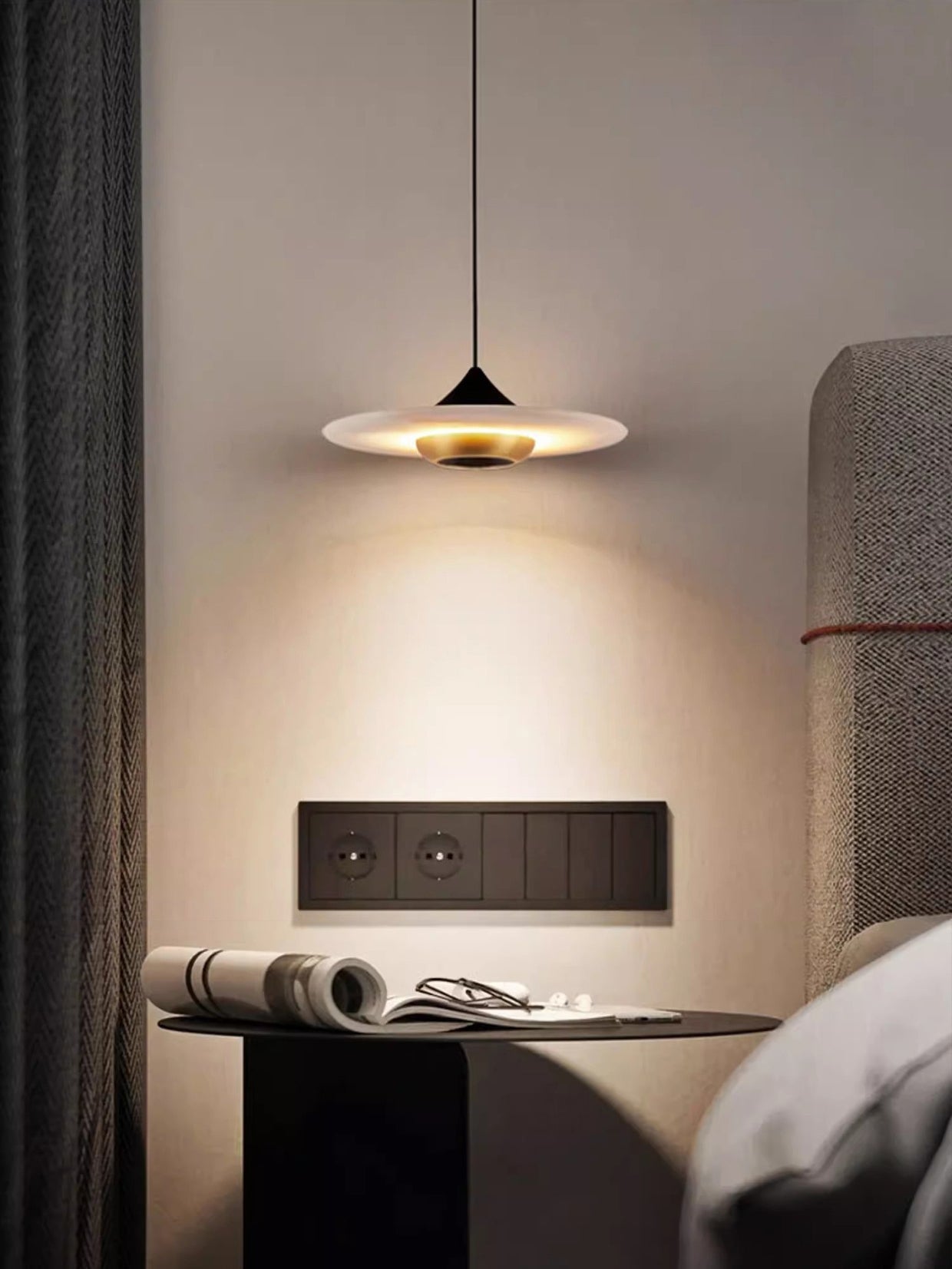 Cimirora Modern Minimalist LED Alabaster Pendant Light - Lamp Copper