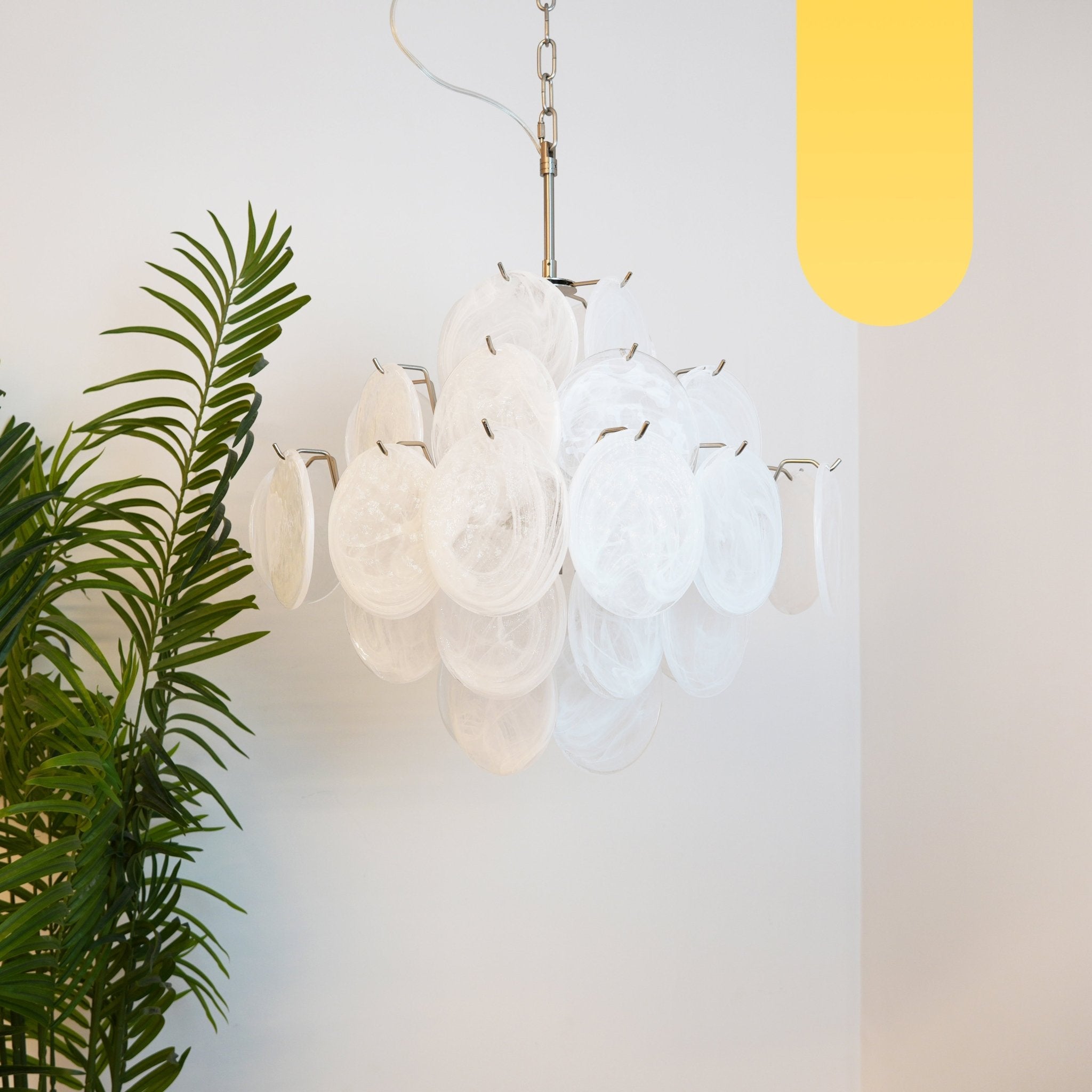 Aurora Chandelier White Murano Glass Disc Cluster - Letslighting