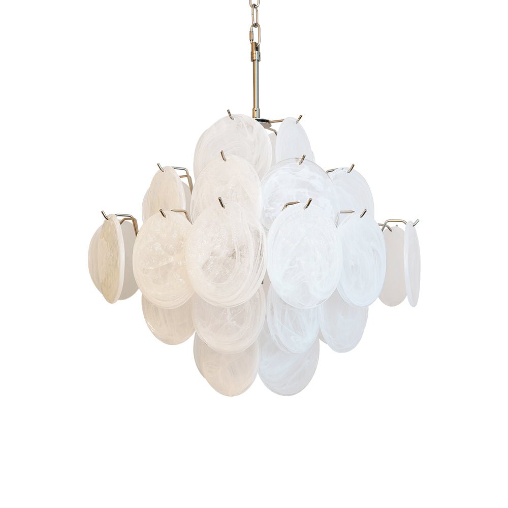 Aurora Chandelier White Murano Glass Disc Cluster - Letslighting