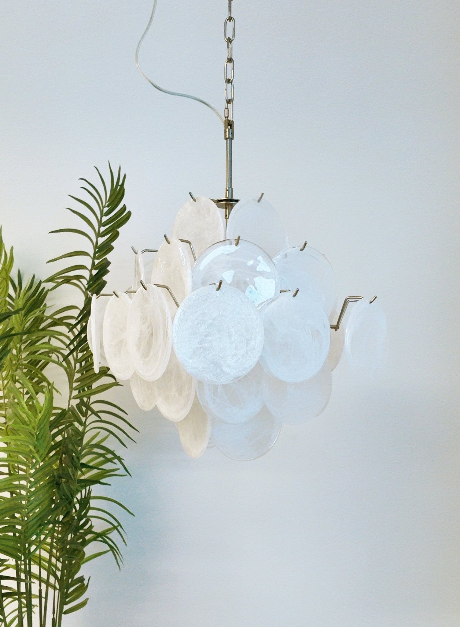 Aurora Chandelier White Murano Glass Disc Cluster - Letslighting