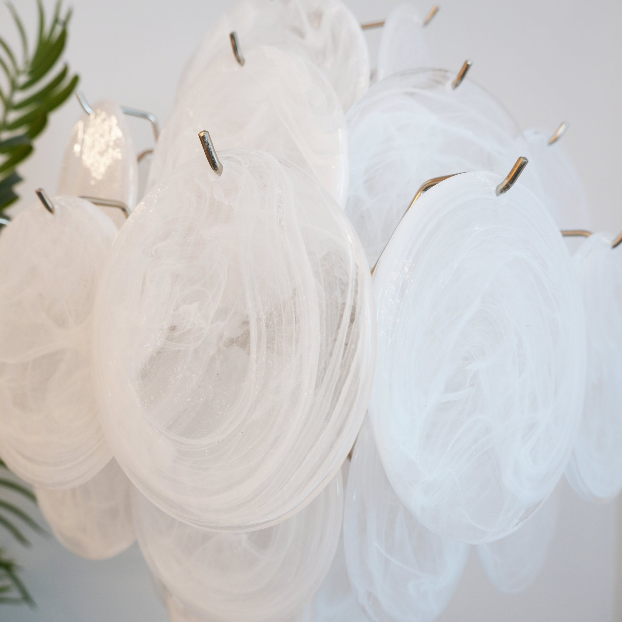 Aurora Chandelier White Murano Glass Disc Cluster - Letslighting