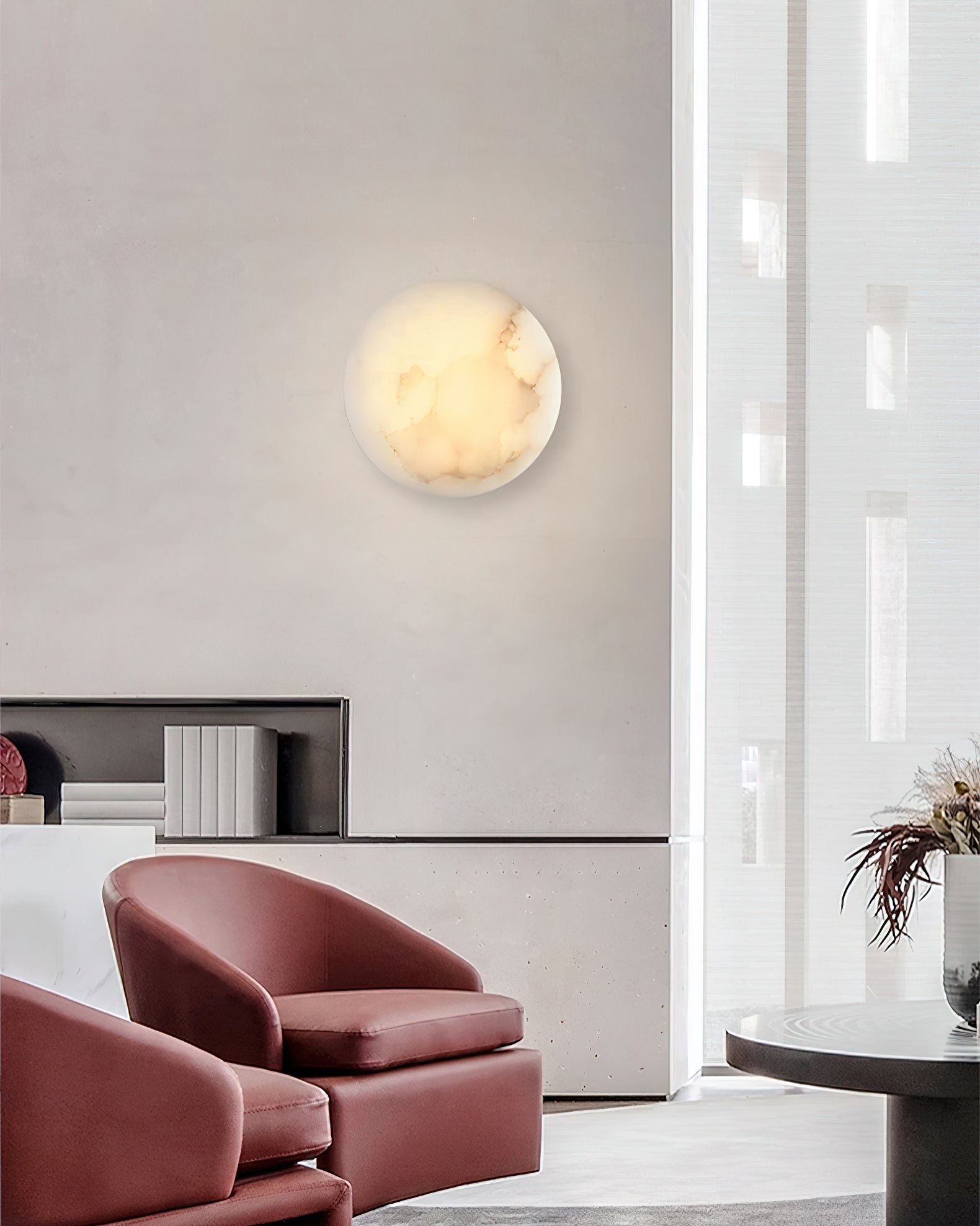 Ilvinan Modern Minimalist Single Alabaster Wall Lamp - Lamp Copper