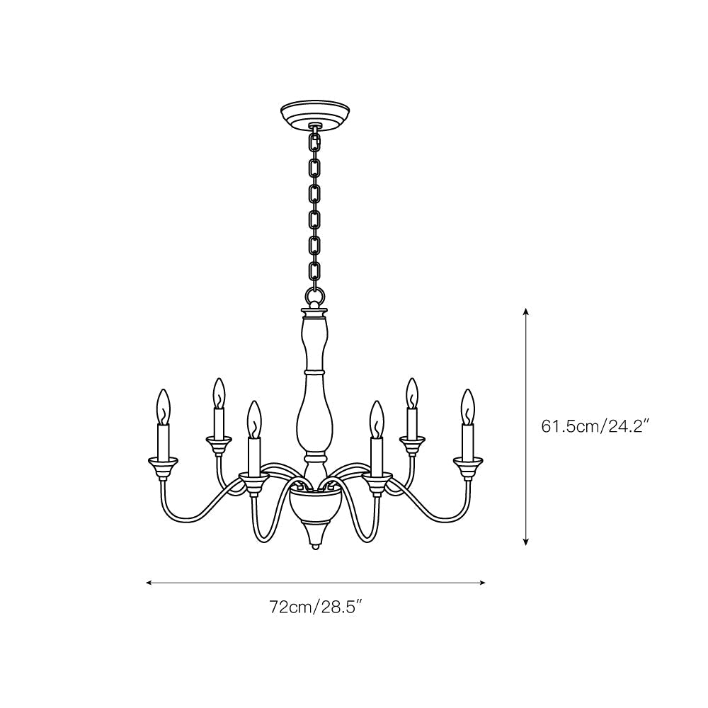 Eurloryra Vintage Candle Hand-carved Wood Chandelier - Lamp Copper