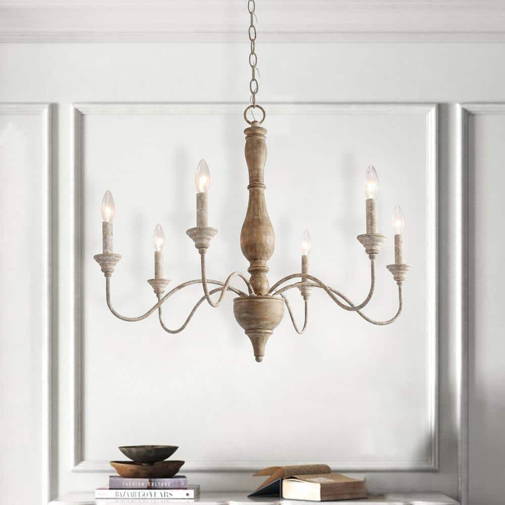 Eurloryra Vintage Candle Hand-carved Wood Chandelier - Lamp Copper