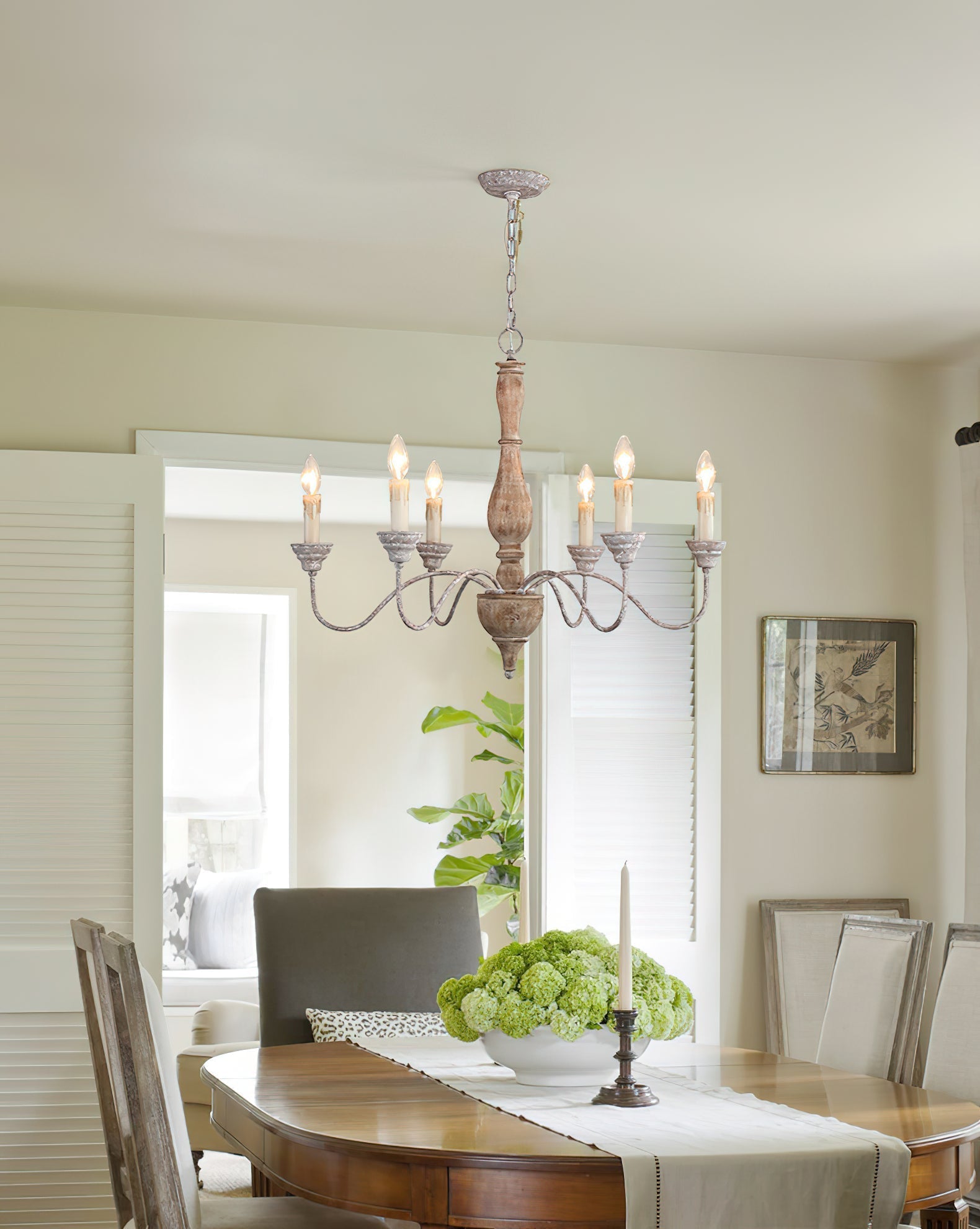 Eurloryra Vintage Candle Hand-carved Wood Chandelier - Lamp Copper