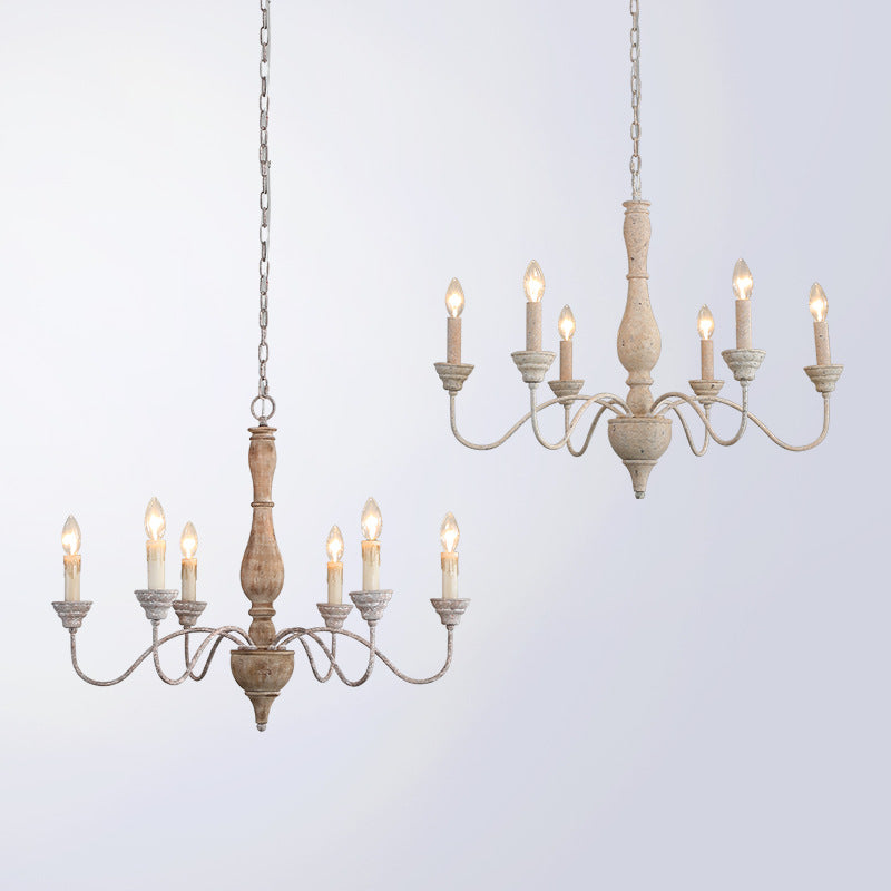 Eurloryra Vintage Candle Hand-carved Wood Chandelier - Lamp Copper
