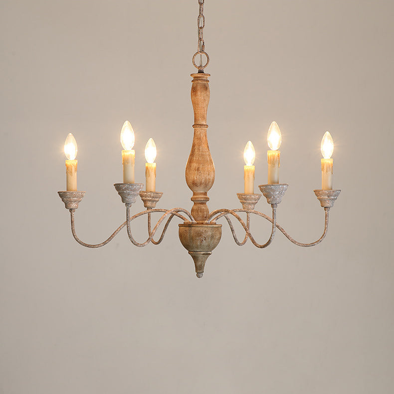 Eurloryra Vintage Candle Hand-carved Wood Chandelier - Lamp Copper