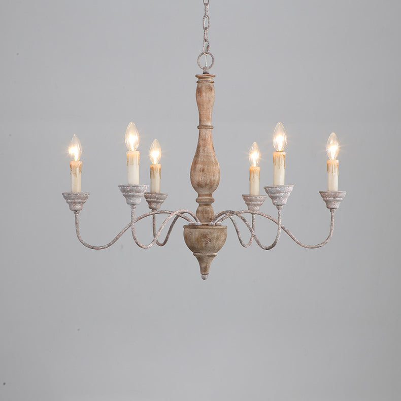 Eurloryra Vintage Candle Hand-carved Wood Chandelier - Lamp Copper