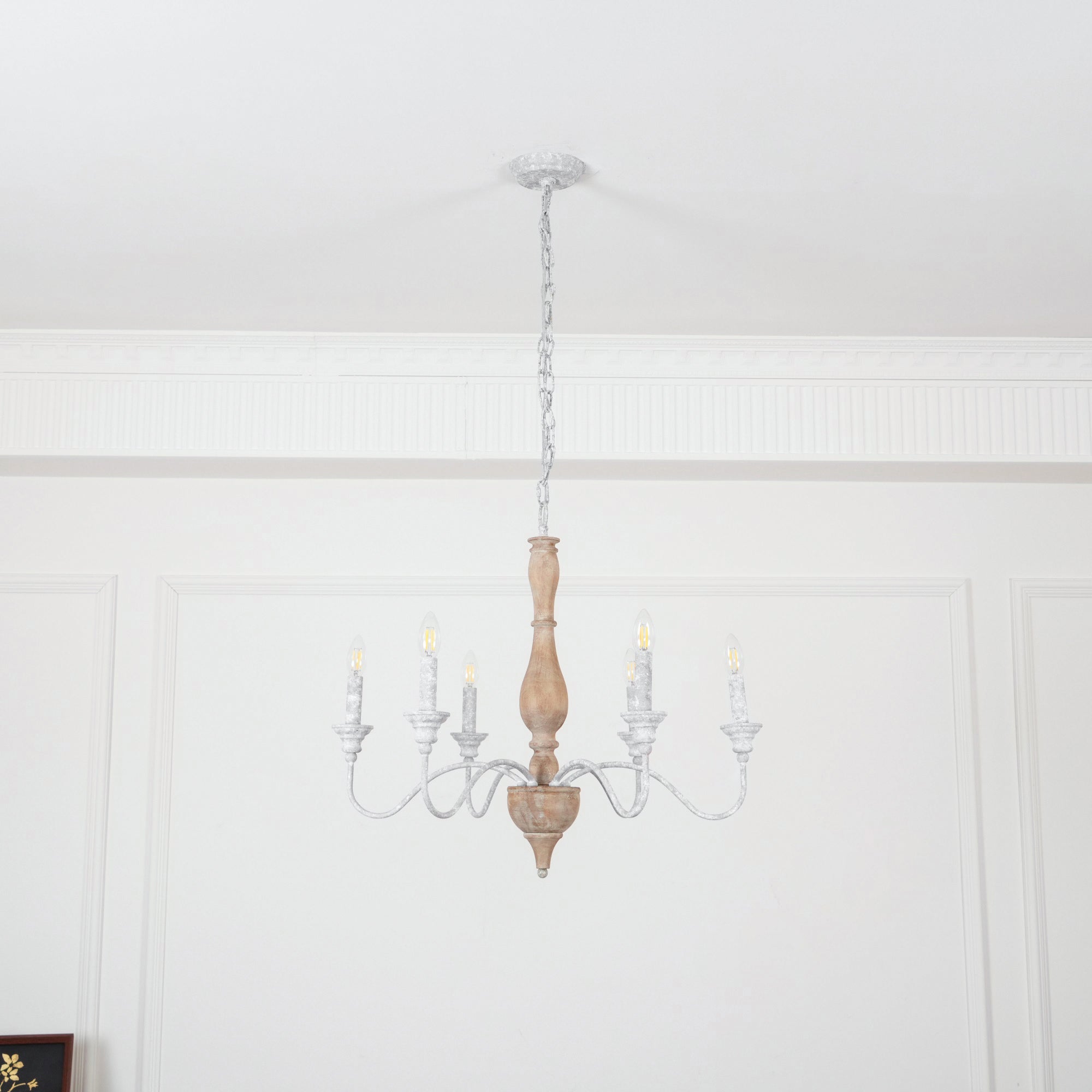 Eurloryra Vintage Candle Hand-carved Wood Chandelier - Lamp Copper