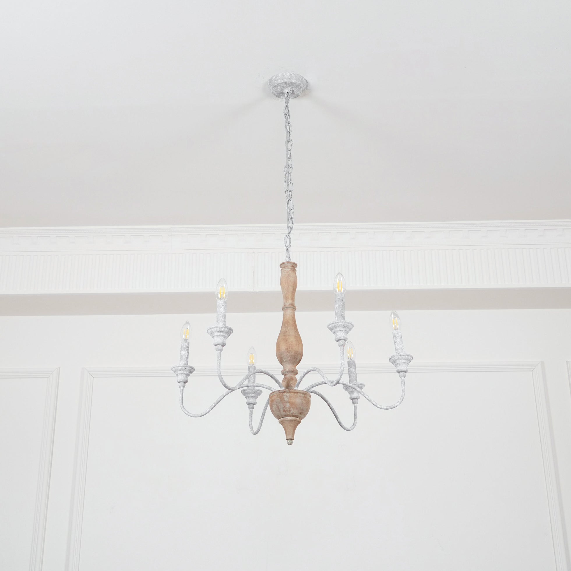 Eurloryra Vintage Candle Hand-carved Wood Chandelier - Lamp Copper