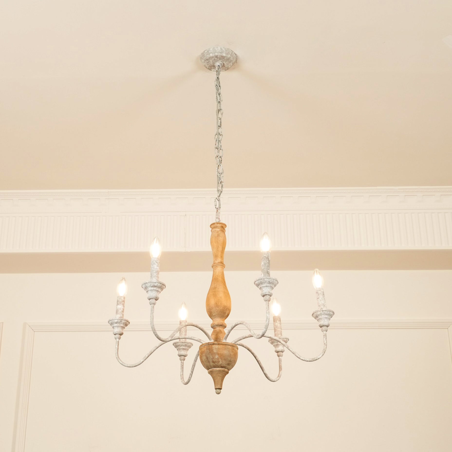 Eurloryra Vintage Candle Hand-carved Wood Chandelier - Lamp Copper