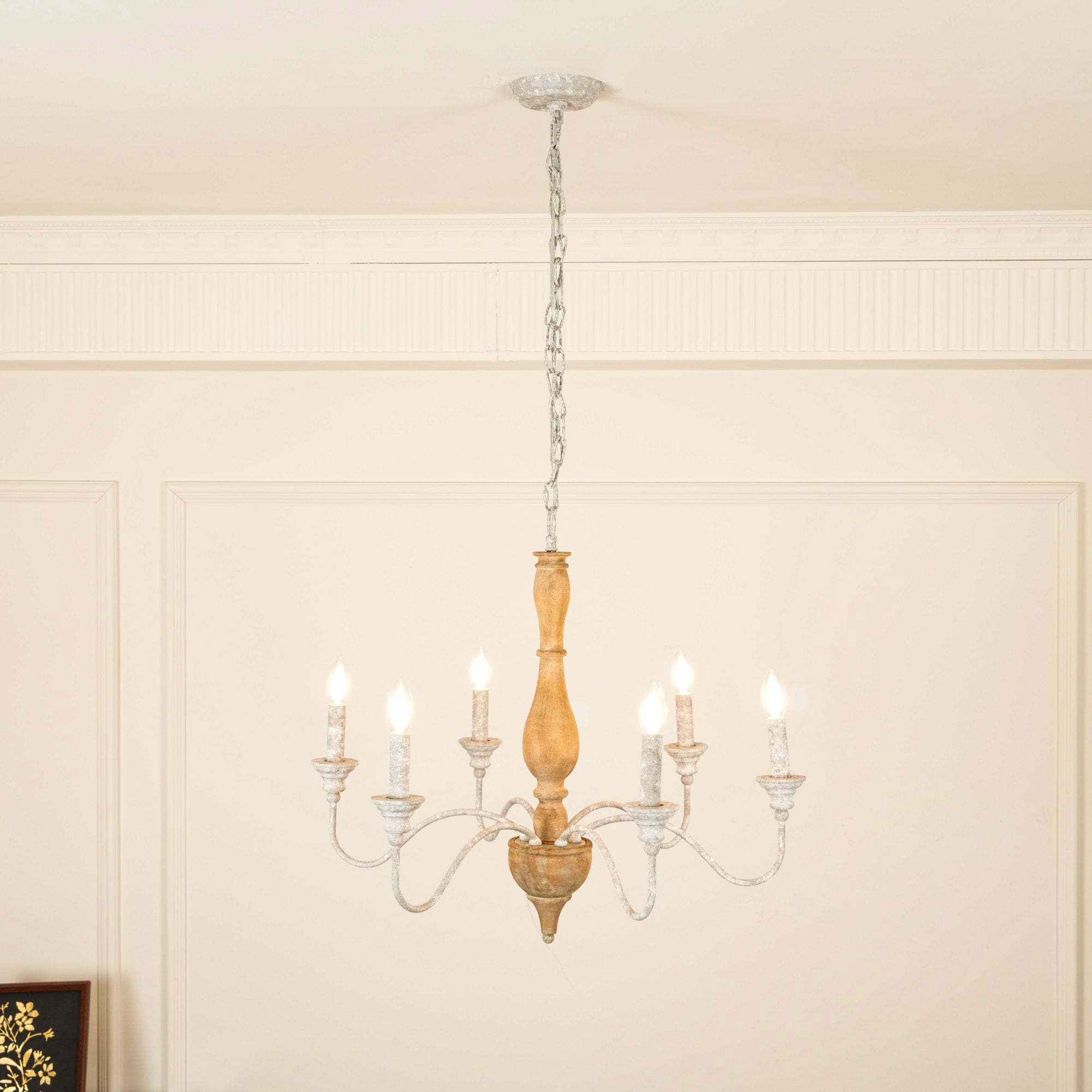 Eurloryra Vintage Candle Hand-carved Wood Chandelier - Lamp Copper