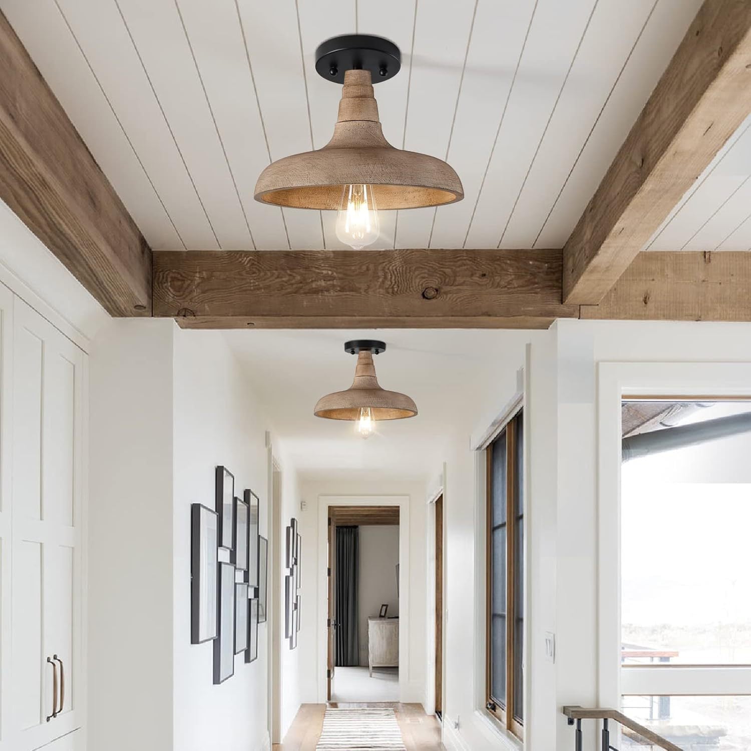 Acarira Natural Wooden Metal Pendant Light - Lamp Copper