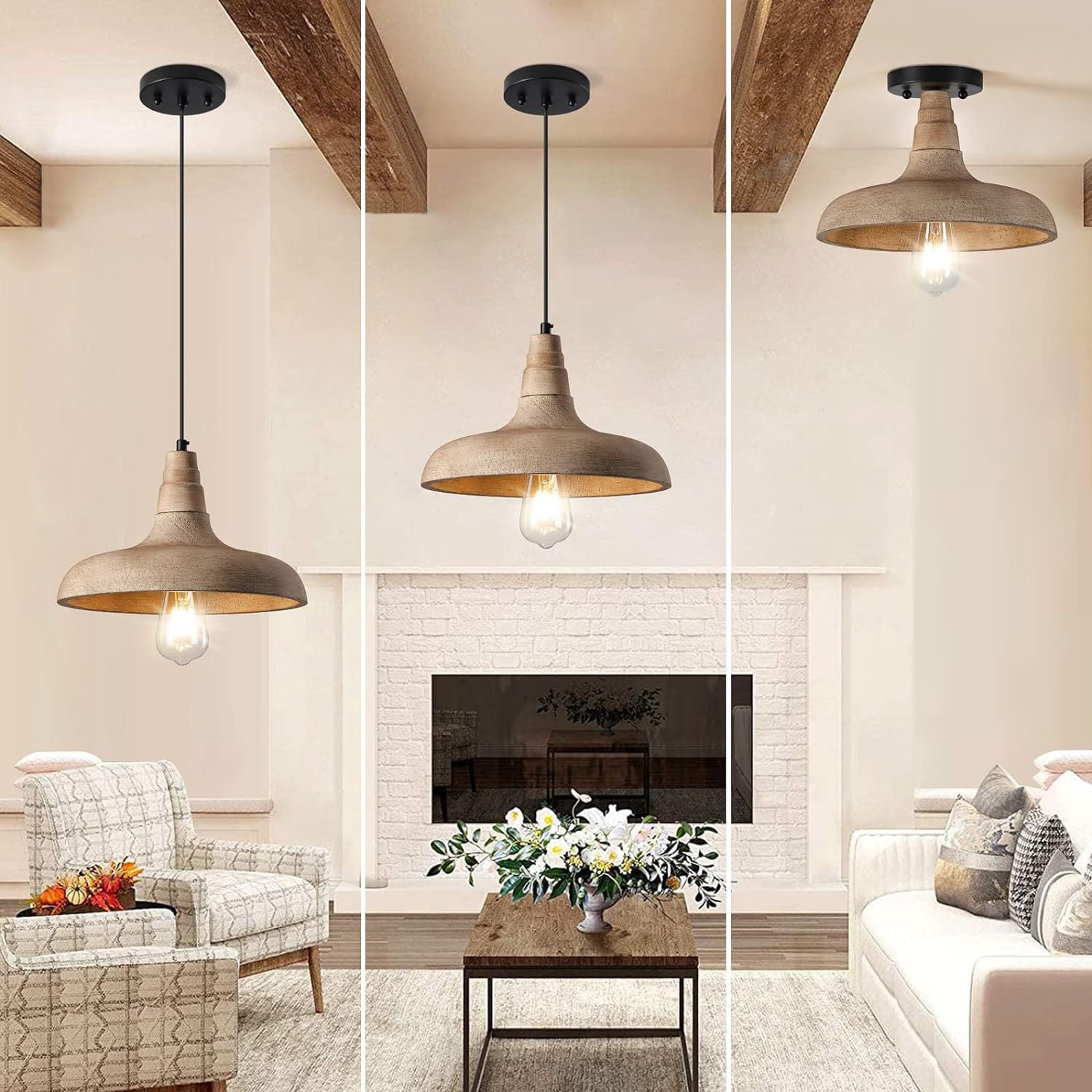 Acarira Natural Wooden Metal Pendant Light - Lamp Copper