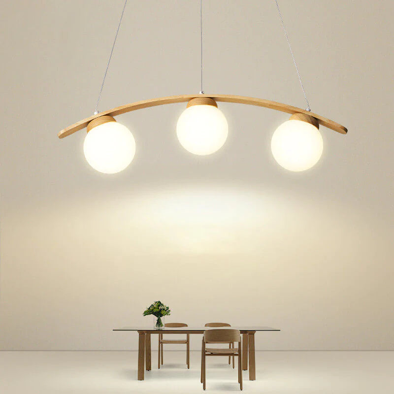 Valentina LED Suspension Bois Verre Blanc Salon/Chambre À Coucher - Neutralighting