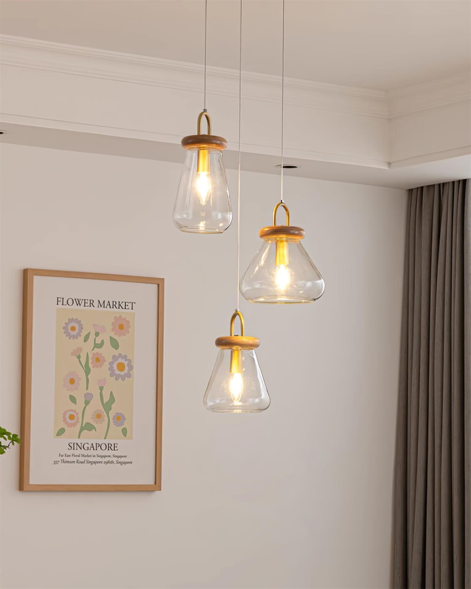 Jars Pendant Lamp Glass Wooden Minimalist - Letslighting