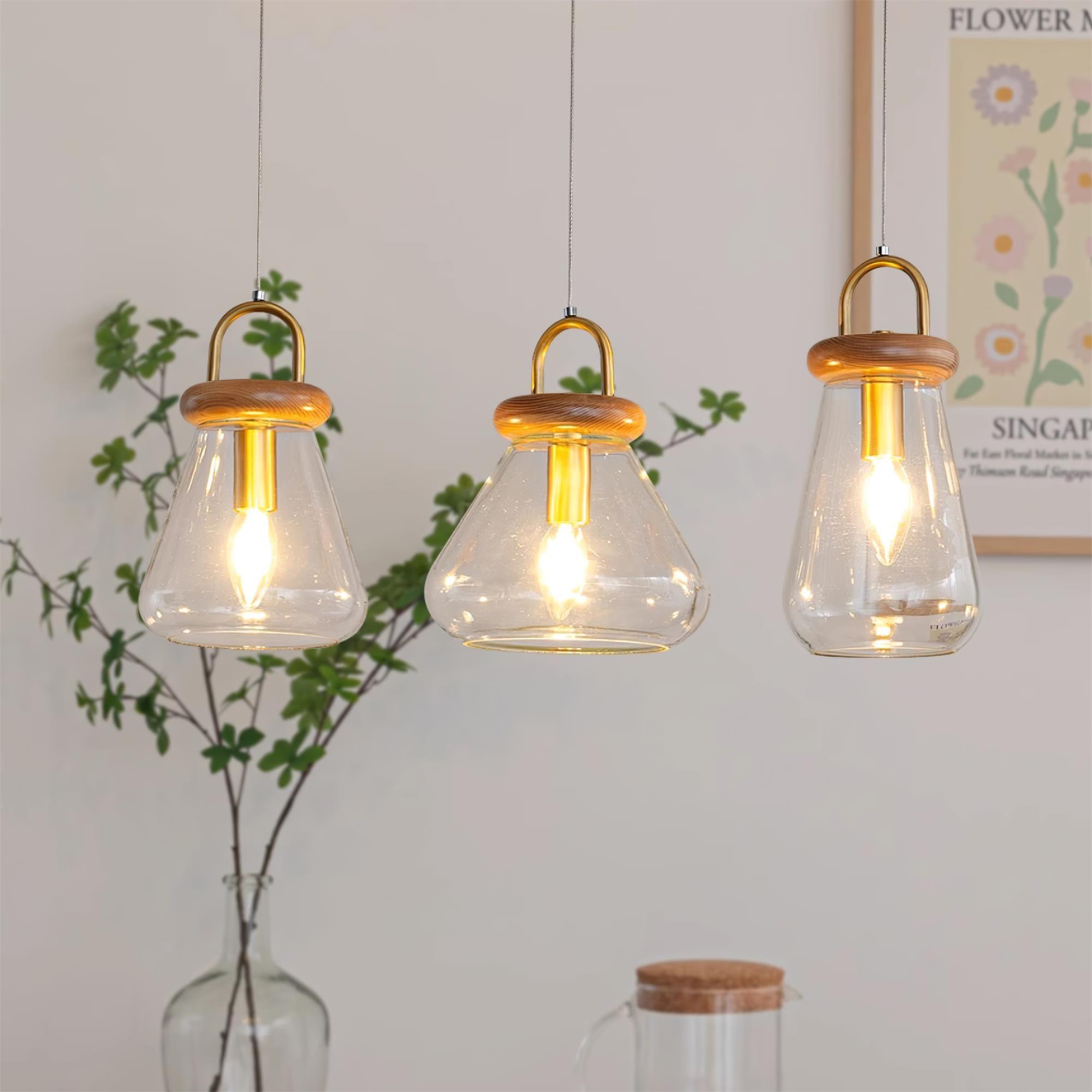 Jars Pendant Lamp Glass Wooden Minimalist - Letslighting