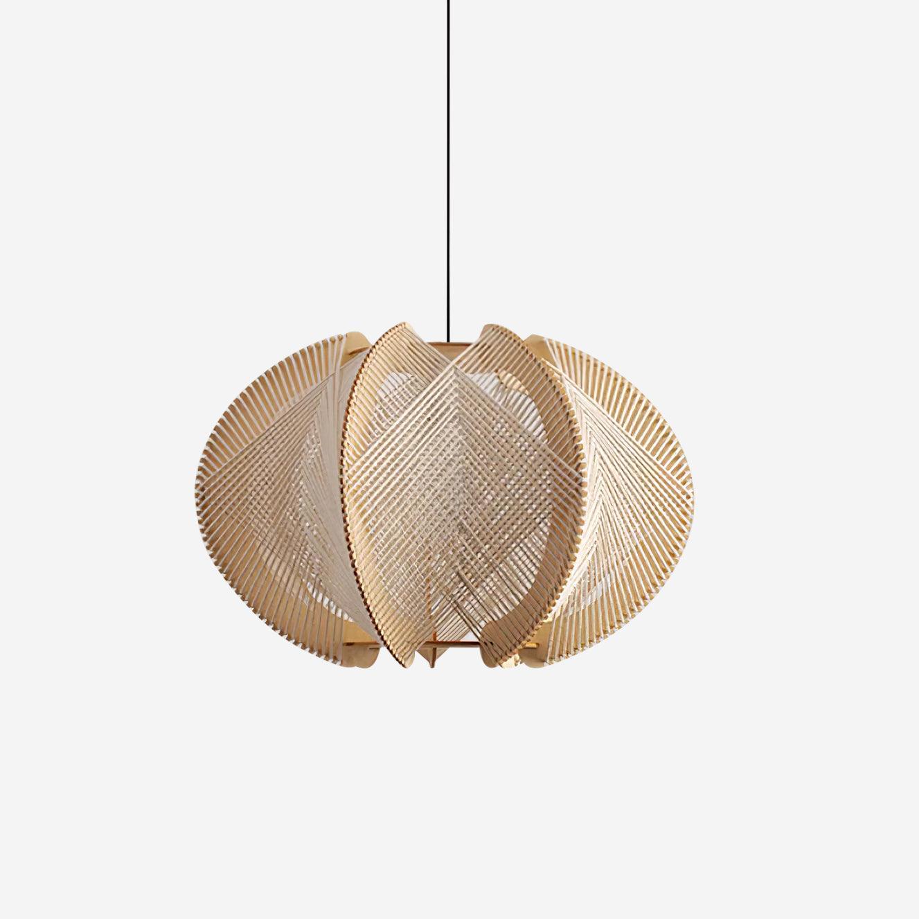 Novan Suspension avec abat-jour en tissu, structure en bois et détails en fil métallique - Neutralighting