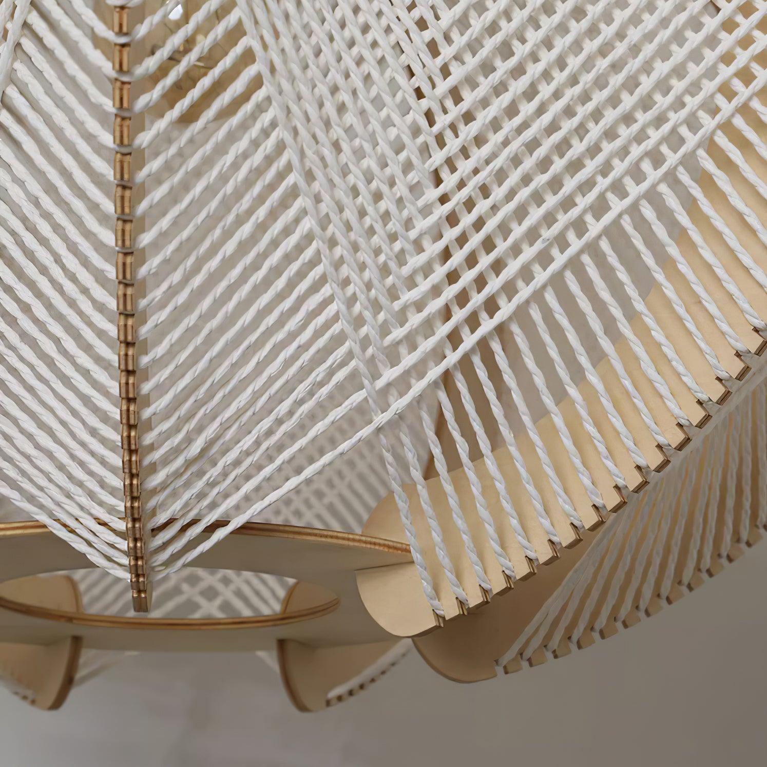 Novan Suspension avec abat-jour en tissu, structure en bois et détails en fil métallique - Neutralighting