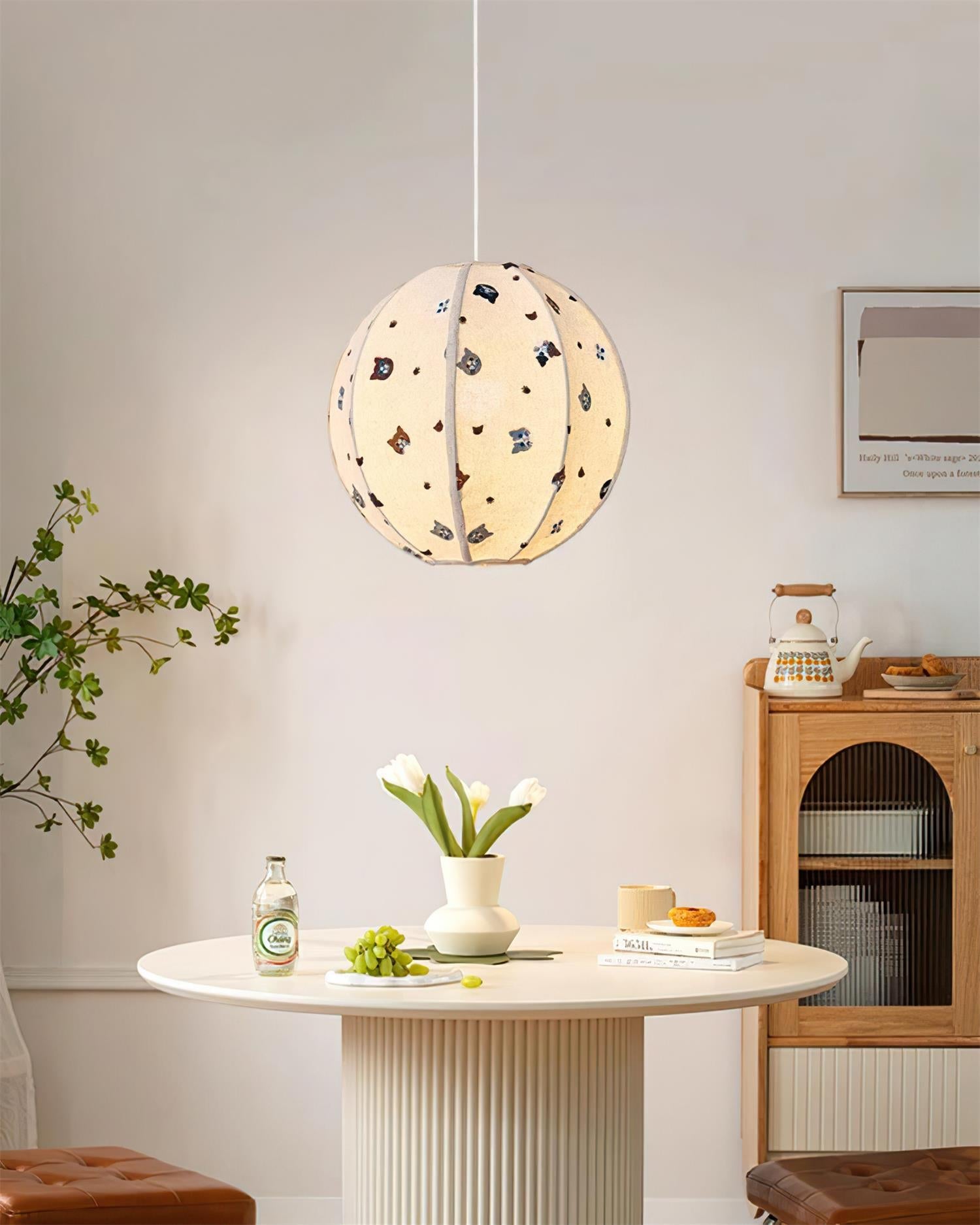 Jayne Suspension Lampe en Tissu Motif Chat Fantaisiste - Neutralighting