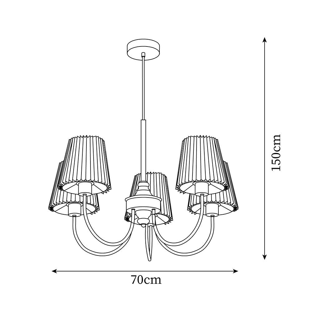 Jeremiah Chandelier Pleated Fabric Shades Brass Wood - Letslighting