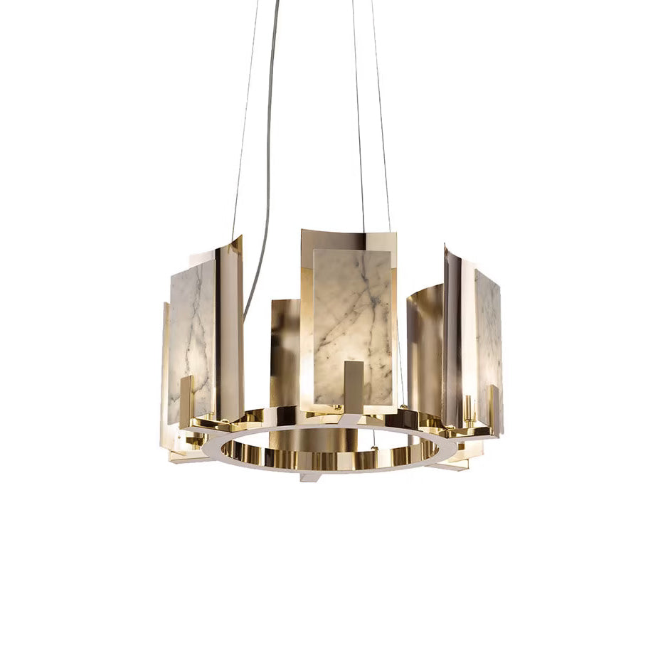Nyraeila Postmodern Luxury Metal Alabaster Round Chandelier - Lamp Copper