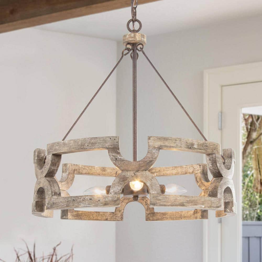 Evelan Individual Creativity Hand-carved Wood Chandelier - Lamp Copper