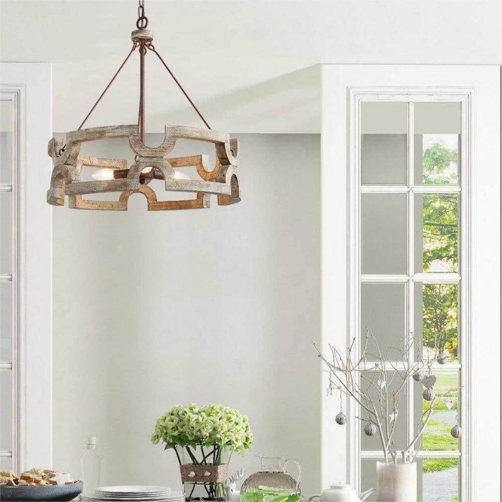 Evelan Individual Creativity Hand-carved Wood Chandelier - Lamp Copper