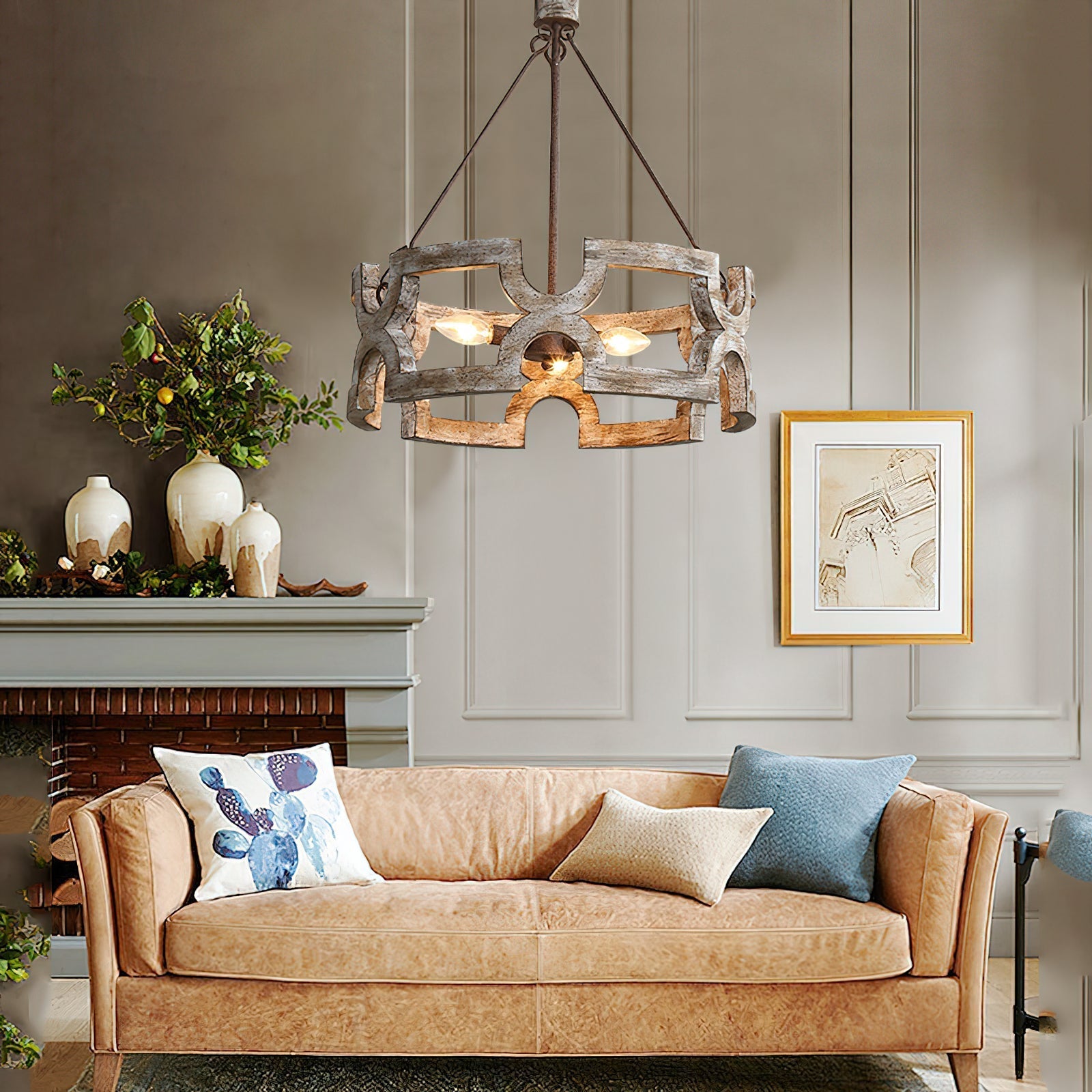Evelan Individual Creativity Hand-carved Wood Chandelier - Lamp Copper